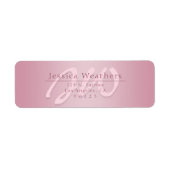Elegant Script Monogram Mauve Ombre Retouradres Etiket (Voorkant)