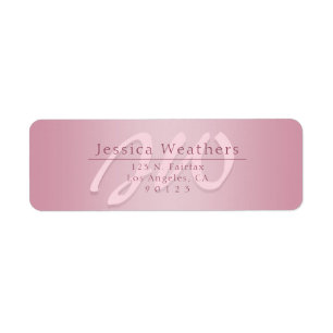 Elegant Script Monogram Mauve Ombre Retouradres Etiket
