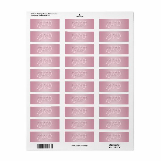 Elegant Script Monogram Mauve Ombre Retouradres Etiket (Full Sheet)