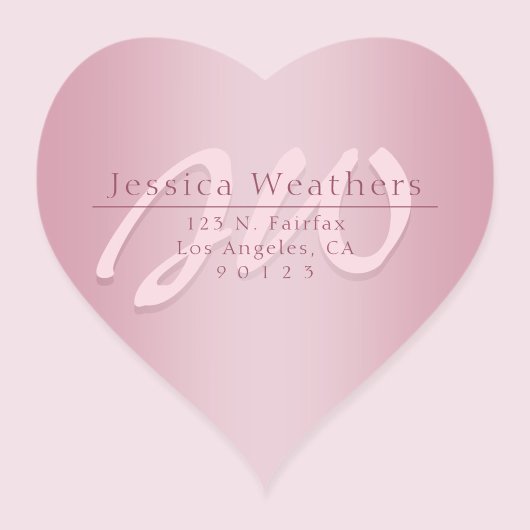 Elegant Script Monogram Mauve Ombre Retouradres Hart Sticker