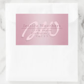 Elegant Script Monogram Mauve Ombre Retouradres Rechthoekige Sticker (Tas)