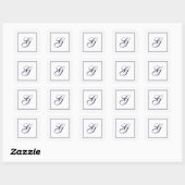 Elegant Script Monogram met Border Square Sticker (Vel)