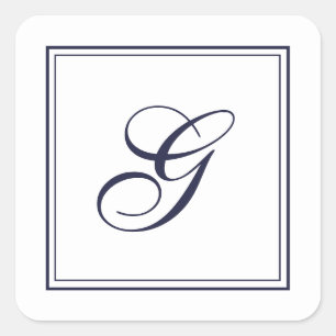 Elegant Script Monogram met Border Square Sticker