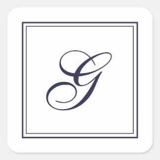 Elegant Script Monogram met Border Square Sticker