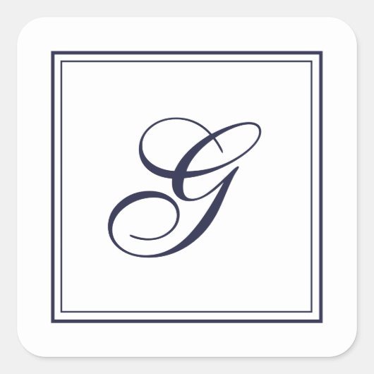 Elegant Script Monogram met Border Square Sticker (Voorkant)