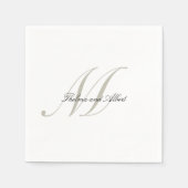 Elegant Script Monogram met Namen Bruiloft Servett Servet (Voorkant)