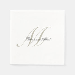 Elegant Script Monogram met Namen Bruiloft Servett Servet