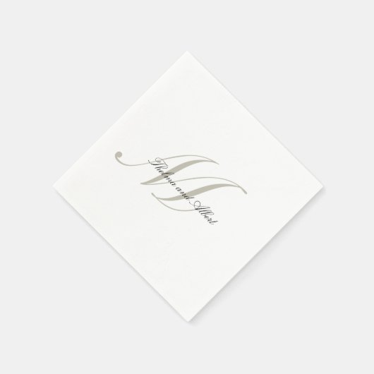 Elegant Script Monogram met Namen Bruiloft Servett Servet (Hoek)