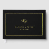 Elegant Script Monogram Minimaal Zwart Bruiloft Gastenboek (Voorkant)