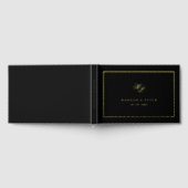 Elegant Script Monogram Minimaal Zwart Bruiloft Gastenboek (Volledig)