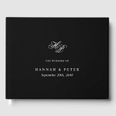 Elegant Script Monogram Minimal Black Wedding Chic Gastenboek (Voorkant)