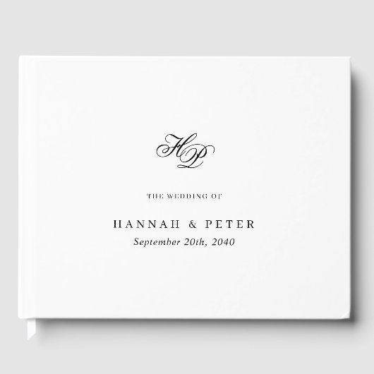 Elegant Script Monogram Minimal Wedding Chic Gastenboek (Voorkant)