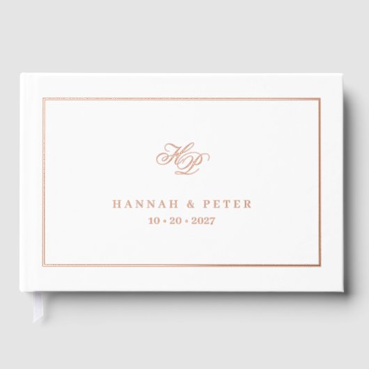 Elegant Script Monogram Minimal Wedding Gastenboek (Voorkant)