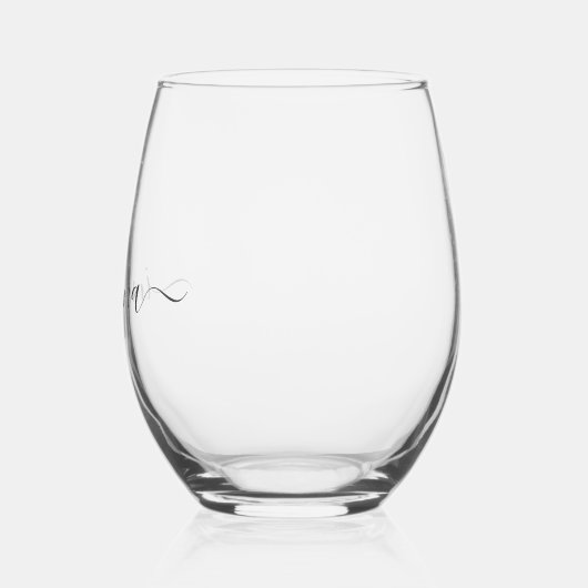 Elegant Script Monogram Minimalist Wijnglas Zonder Voet (Links)
