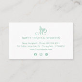 Elegant Script Monogram Mint Green Butterfly Visitekaartje (Voorkant)