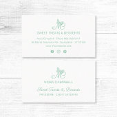 Elegant Script Monogram Mint Green Butterfly Visitekaartje