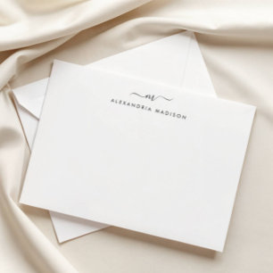 Elegant Script Monogram Modern Swash Stationery Notitiekaartje