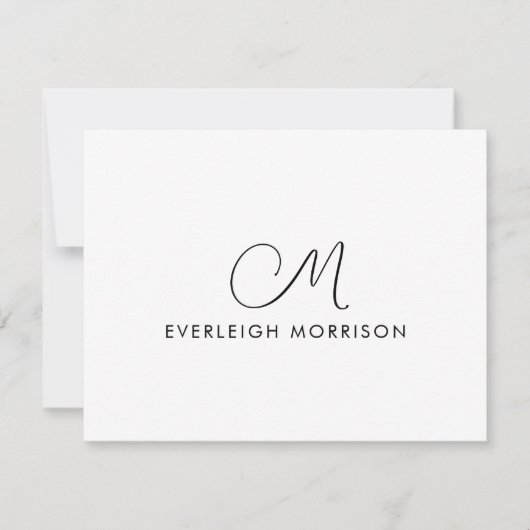 Elegant Script Monogram Moderne briefpapier Notitiekaartje (Voorkant)