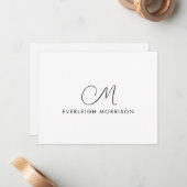 Elegant Script Monogram Moderne briefpapier Notitiekaartje (Voorkant / Achterkant in situ)
