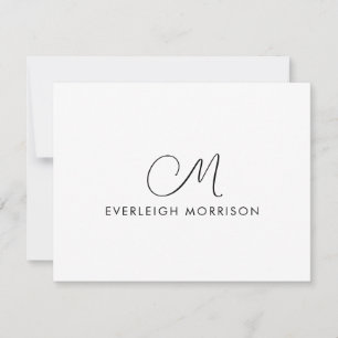 Elegant Script Monogram Moderne briefpapier Notitiekaartje