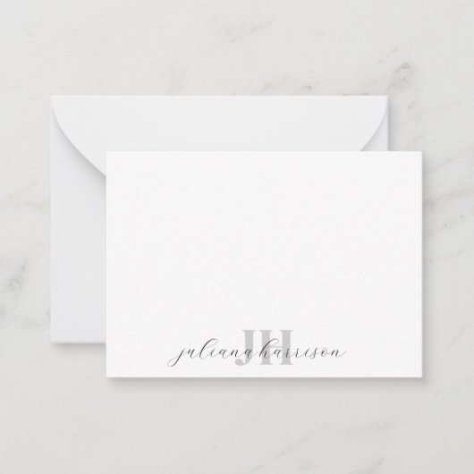 Elegant Script Monogram Notitiekaartje (Voorkant)