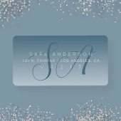 Elegant Script Monogram Ombre Blauw Retouradres Etiket
