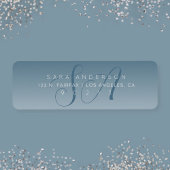 Elegant Script Monogram Ombre Blauw Retouradres Etiket