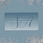 Elegant Script Monogram Ombre Blauw Retouradres Etiket