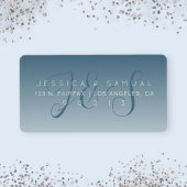 Elegant Script Monogram Ombre Blauw Retouradres Etiket
