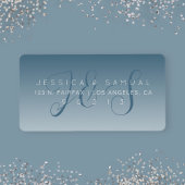 Elegant Script Monogram Ombre Blauw Retouradres Etiket
