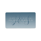 Elegant Script Monogram Ombre Blauw Retouradres Etiket (Voorkant)