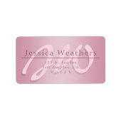 Elegant Script Monogram Ombre Mauve Retouradres Etiket (Voorkant)