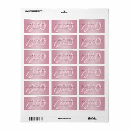 Elegant Script Monogram Ombre Mauve Retouradres Etiket (Full Sheet)