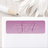 Elegant Script Monogram Ombre Mauve Retouradres Etiket (Insitu)