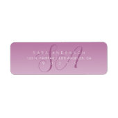 Elegant Script Monogram Ombre Mauve Retouradres Etiket (Voorkant)