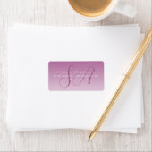 Elegant Script Monogram Ombre Mauve Retouradres Etiket (Insitu)