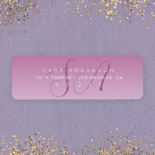 Elegant Script Monogram Ombre Mauve Retouradres Etiket