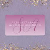 Elegant Script Monogram Ombre Mauve Retouradres Etiket