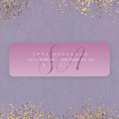 Elegant Script Monogram Ombre Mauve Retouradres Etiket