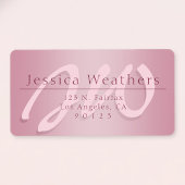 Elegant Script Monogram Ombre Mauve Retouradres Etiket