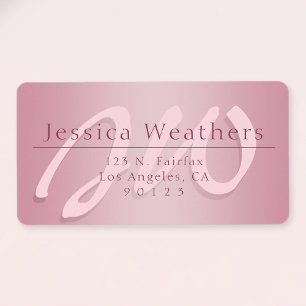 Elegant Script Monogram Ombre Mauve Retouradres Etiket