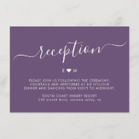 Elegant Script Monogram Paarse bruiloft receptie