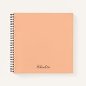 Elegant Script Monogram Peach Custom Notitieboek (Voorkant)