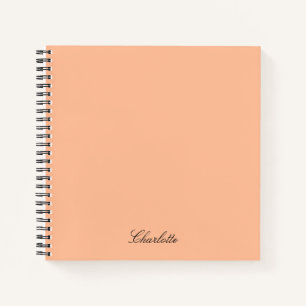 Elegant Script Monogram Peach Custom Notitieboek