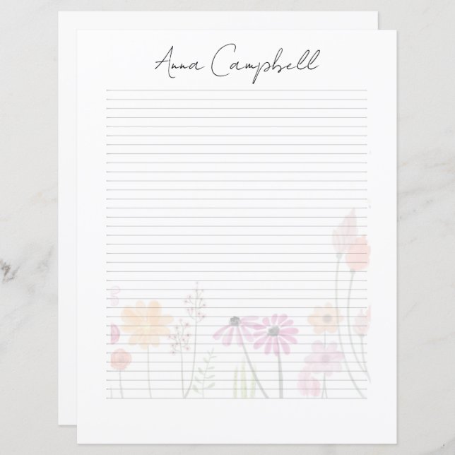 Elegant Script Monogram Personalized Stationery (Voorkant / Achterkant)
