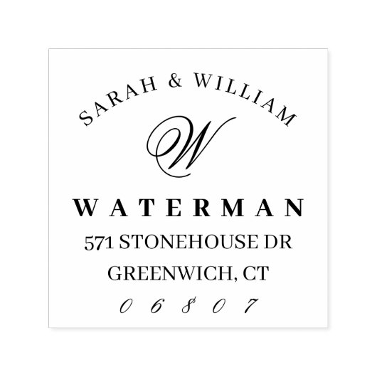 Elegant Script Monogram | Retouradres Zelfinktende Stempel (Design)