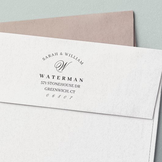 Elegant Script Monogram | Retouradres Zelfinktende Stempel