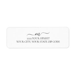 Elegant Script Monogram Return Address Etiket