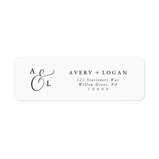 Elegant Script Monogram Return Address Label (Voorkant)