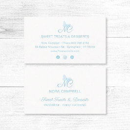 Elegant Script Monogram Schattigee Baby Blauwe Vli Visitekaartje